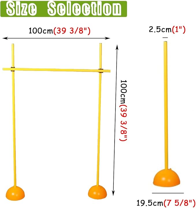 Agility Hurdles Soccer Training Agility Poles, Multi-Function Athletic Speed Hurdles for Athlete/Coach, Portable Sports Team Agility Obstacles Pole, Easy to Install(100cm/39in/3.3ft)