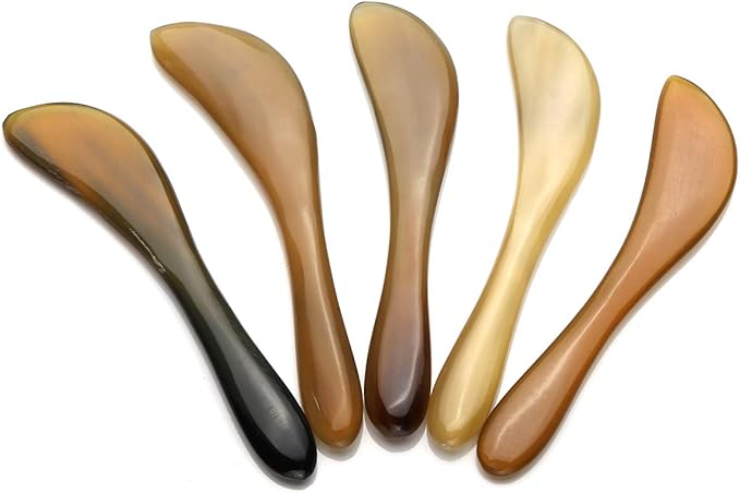 Jovivi Gua Sha Scraping Massage Tool,100% Hand Made Buffalo Horn GuaSha Board Acupuncture Massage Tools Chinese Scraper Tools Set, Pack of 2
