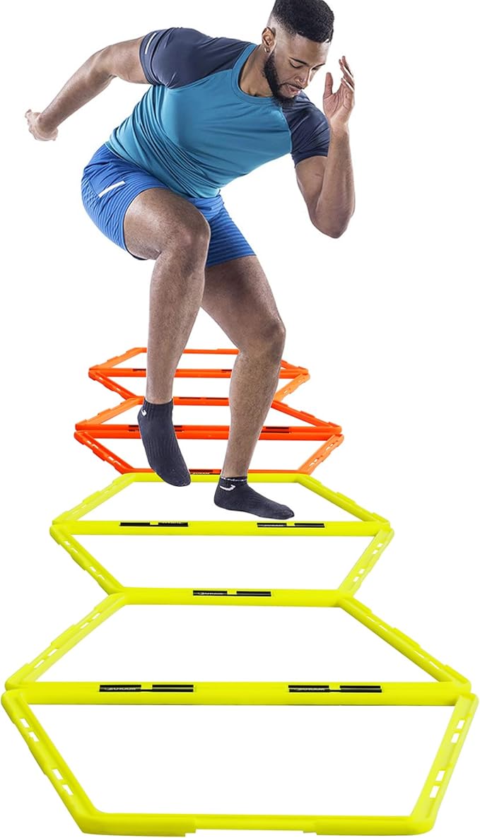 Trapezoid Agility Rings for Speed Training & Agility Footwork Training Speed Hurdles Ladder with Carrying Bag