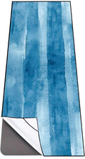 QiyI Yoga Mat Towel with Corner Pockets, Non Slip Sweat Absorbent Hot Yoga Towels, Soft Yoga Blankets with Travel Bag, Skidless Mat Cover for Workout, Gym, Fitness - 70"x26", Blue Tie Dye