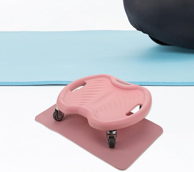 PRETYZOOM Silent Four-wheel Ab Roller with Knee Pad for Core Abdominal Training, Pink Ab Workout Equipment for Home and Travel Strengthening