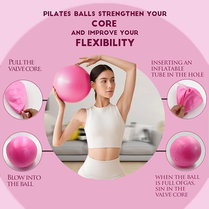 Yoga Starter Set - Home Pilates Essentials Kit with Ring, 10in Ball, and Resistance Bands for Women Workouts
