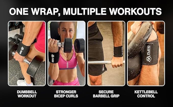 Wrist Wraps for Weightlifting (1 Pair) Heavy-Duty Wrist Straps with Thumb Loops - Adjustable Wrist Support for Powerlifting, Strength Training, Bodybuilding, and Gym Workouts