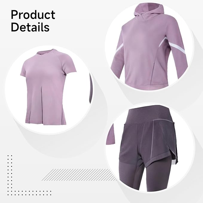 Four-Piece Pilates Set For Women, Includes Jacket, Bra Top, Shorts & Pants, Breathable, Anti-Pilling Material, Size Xxl, Ideal For 5 Ft To 5 Ft 11 In, 110 To 330