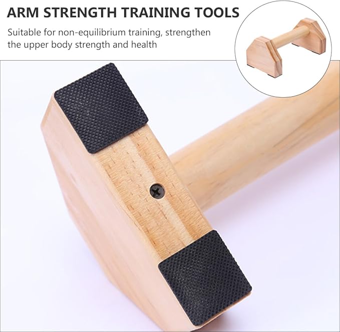 Milisten Pine Wood Push-up Stands 30cm Pair, Home Arm Exercise Push-up Bars Trainer for Indoor Strength Training and Muscle Fitness Equipment