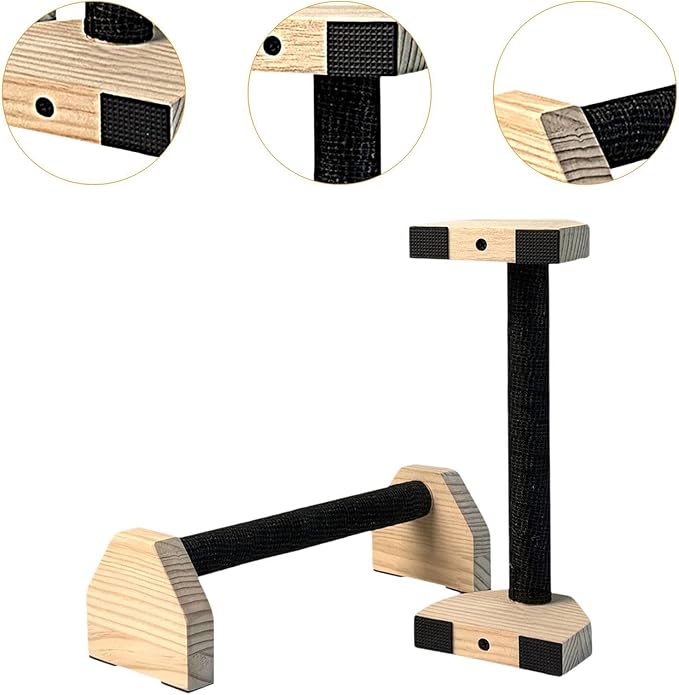 2Pcs Push up Bar Sturdy Wooden Parallettes Bar Push up Stands Pushup Handles for Gymnastics Strength Training Aerobics