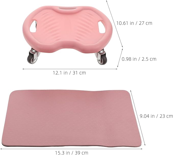 PRETYZOOM Silent Four-wheel Ab Roller with Knee Pad for Core Abdominal Training, Pink Ab Workout Equipment for Home and Travel Strengthening