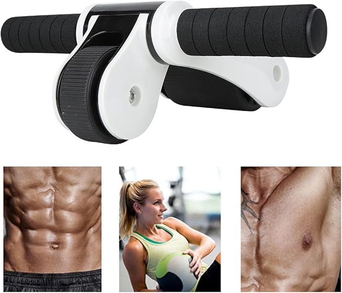2 Wheels Ab Roller Wheel, Abdominal Muscle Exerciser, Dual - Wheel Core Trainer with Knee Pad for Home Gym, Stable Aluminum Alloy Frame, Foldable Design for Full - Body
