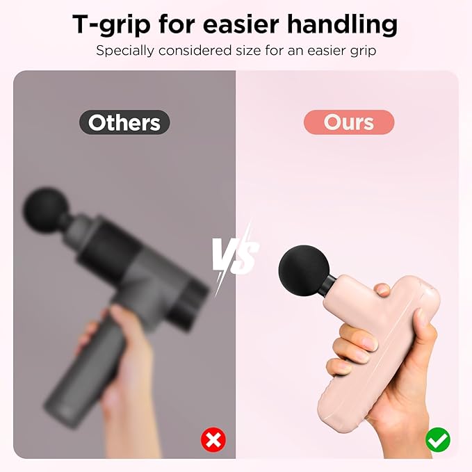Mini Massage Gun, Powerful Handheld Muscle Massager for Muscle Relaxation, Deep Tissue Percussion Small Massage Gun Travel Massager with 4 Massage Heads Silent Brushless Motor, Pink