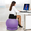 Yoga Ball Chair,Yoga Ball，Exercise Ball, Office Ball Chair with Base & Pump Stability Yoga Ball Seat for Back Pain Relief Home Gym Exercise Ball Chair for Core Strength Training(Purple,Diameter 65cm (