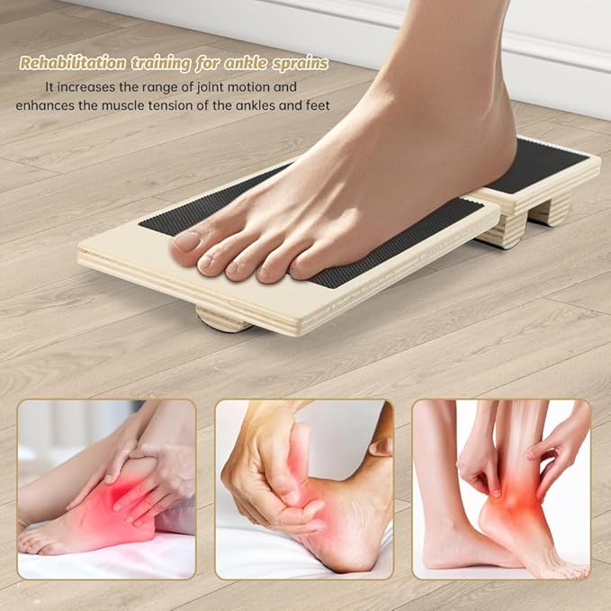 Ankle Balance Board Ankl e Foot Strengthener for Sprained,Single Leg Balance Board witth 2 Ankle Brace,Non-Slip Posture Corrector,Balance Training,Plantar Fasciitis Relief