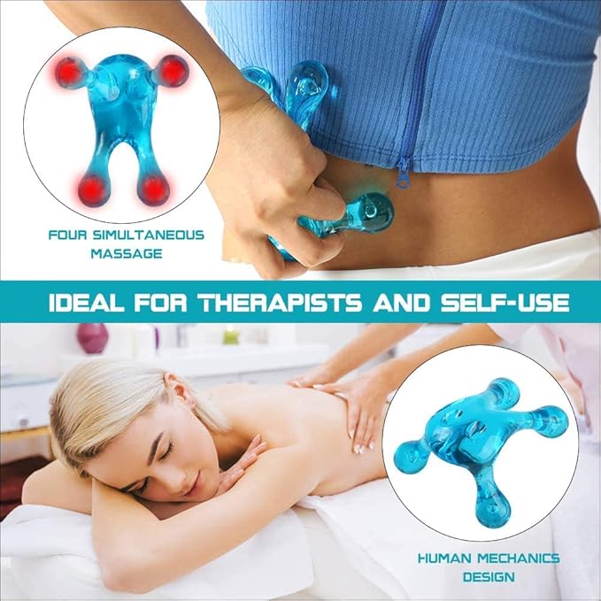Palm Massage Tool - Easier Grip Four-Point Massage Tool, Handheld Trigger Point Deep Tissue Massage Tool for Neck & Back, Full-Body Massage Knob Tool for Pain Relief