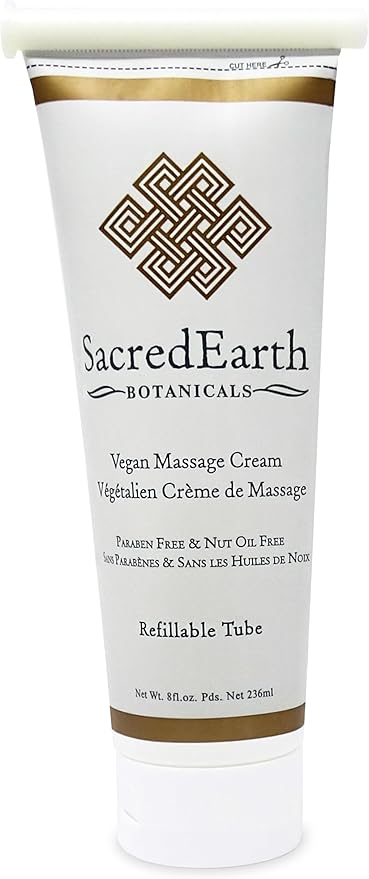 Vegan Massage Cream (8oz Tube) - Unscented, Water Dispersible, Nut Oil Free, Gluten Free and Contains Only Certified Organic Oils and Extracts.