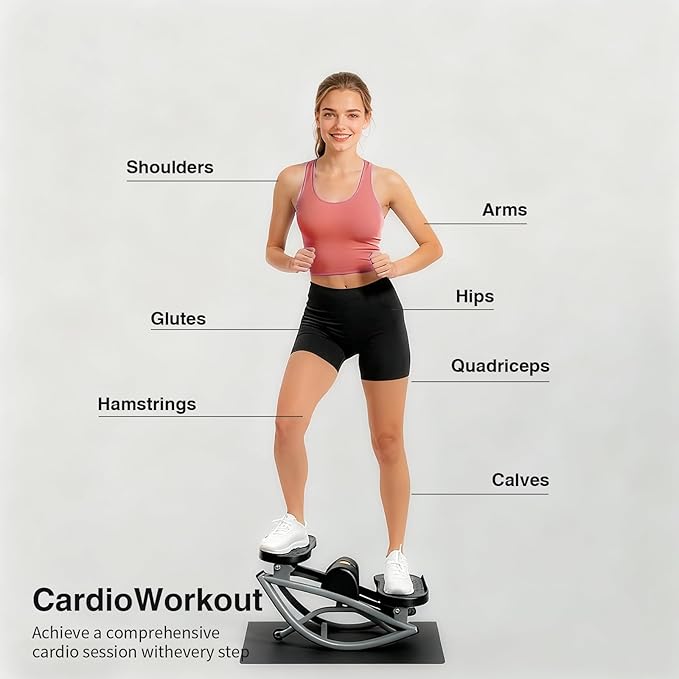 Rock Fitness Steppers for Exercise at Home, Mini Lateral Rocking Workout Step Stepper Exercise Machine Side to Side Portable Compact Fitness Stepper Home Use for Knees Joints