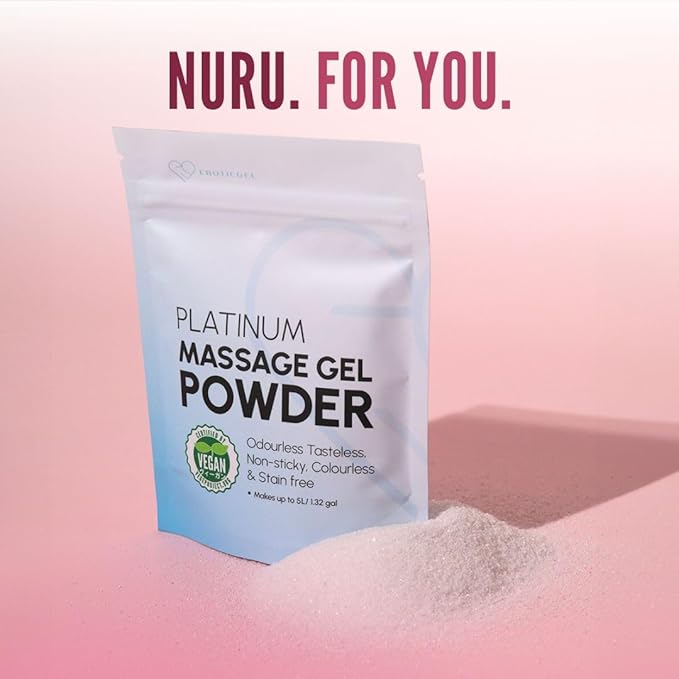 Japanese Nuru Massage Gel Powder 50g - Platinum Edition | Resealable Sachet | Made in Japan | Slippery, Odorless, Tasteless, and Stain-Free | Paraben & Glycerin Free | Makes Up to 1.32 Gallons of Gel