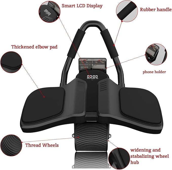 2026 First Ever Calorie Counting Ab Roller High-Performance Abdominal Exercise Machine with Automatic Rebound, Multi-layered Anti-Slip Design & Versatile Exercise Bands