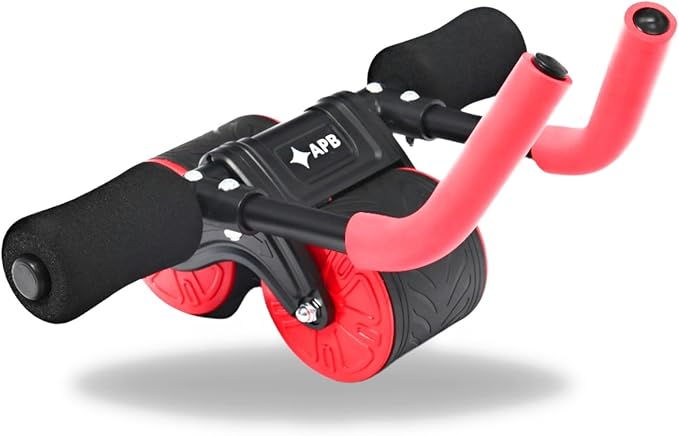 APB Blast Ab Roller, with thick elbow support with resistance spring. Ab workout for Abdonimal and Core strength Exercise. Equipment for a Home Gym and a Home Workout, Red