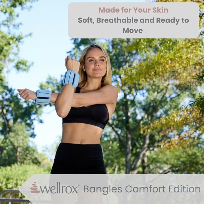 Wellrox Weighted Bangles – Adjustable Ankle and Wrist Weights for Women & Men – Set of Ankle Weights 2 lbs (1 lb Each Wrist Weight) | Weighted Arm Bands for Pilates, Yoga, Running & Walking
