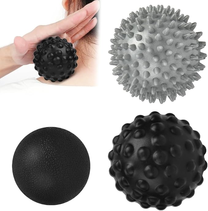 URAQT Spiky Massage Ball, 3 Pack Hard Spiky Massage Ball Roller Set, Professional Physical Therapy Massage Balls for Myofascial Release, Trigger Point Deep Tissue Massage, Plantar Fasciitis Recovery