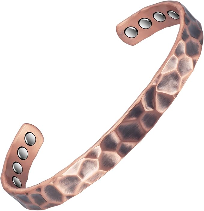 Magnetic Copper Bracelets for Women, 99.9% Pure Copper Solid Vintage Adjustable Bracelet, Fashion Jewelry Present (0286Q)