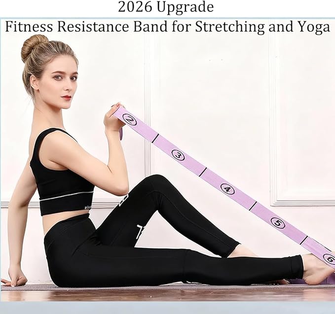 2026 Upgrade Fitness Resistance Band for Stretching and Yoga, Elastic Yoga Stretching Strap with Loops Handle, Adjustable Leg Stretcher Bands for Full Body Stretching Shaping