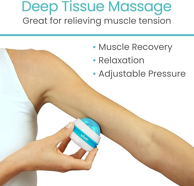 Vive Massage Roller Ball - Manual Massage Therapy & Relax Tool for Sore Muscles, Joint Pain Relief, Relaxing, Full Body Deep Tissue for Arms, Legs, Back, Foot, Shoulders, Trigger Point
