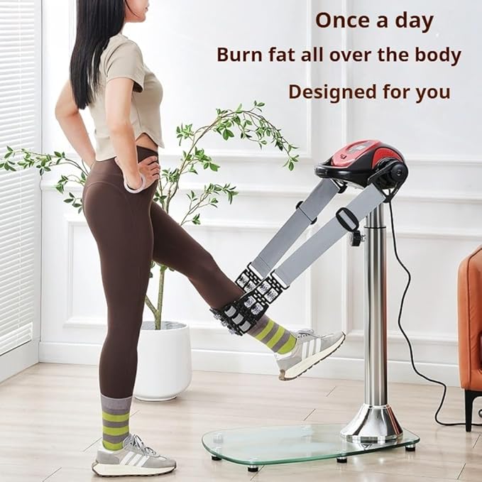Vibration Fat Burning Machine - 20-Speed Whole Body Slimming Massager with Adjustable Straps, 360° Rolling Massage Beads for Waist/Hips/Arms/Legs, Compact Home Fitness Equipment