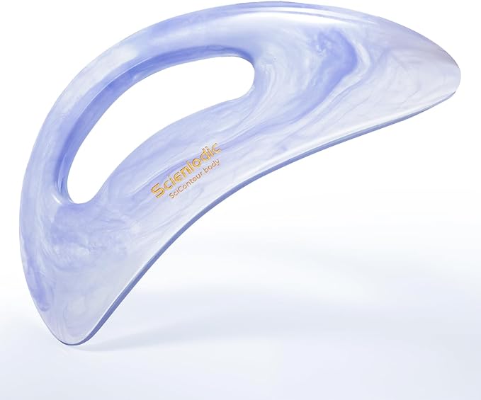 Scienlodic Gua Sha Massage Tool with Handle (Resin) Larger Guasha Body Scraping Tool for Back Legs Neck Massage, Lymphatic Drainage, Cellulite Remove - Large Baby Blue