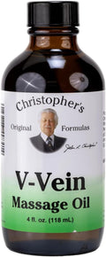 Christopher’s Original Formulas V-Vein Massage Oil, 4 fl oz | Herbal Topical Blend for Skin and Massage Care