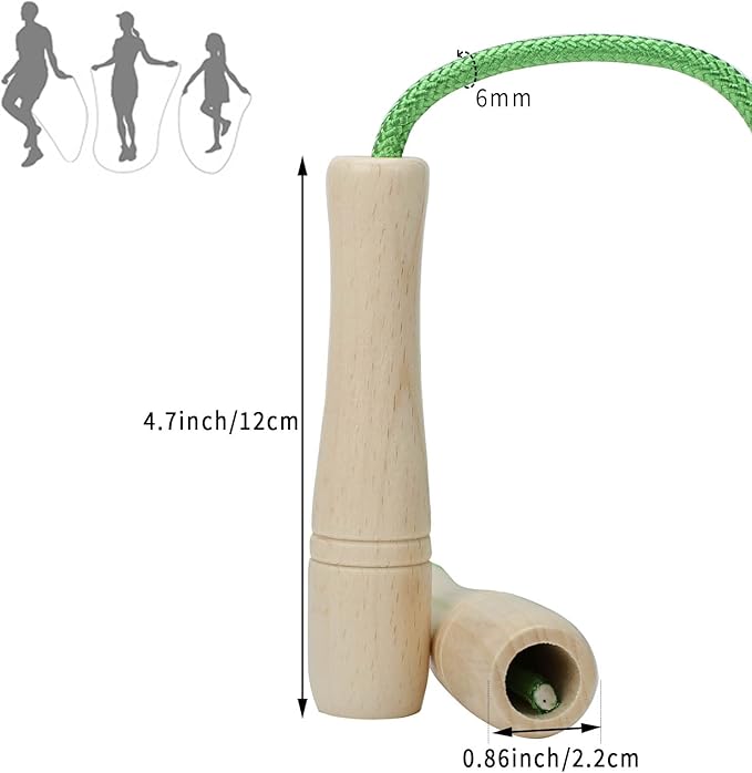 Jump Rope for Kids, Adjustable Toddler Skipping Rope with Wooden Handle, 8.5ft Child Jumping rope for Girls and Boys Workout Outdoor Activity