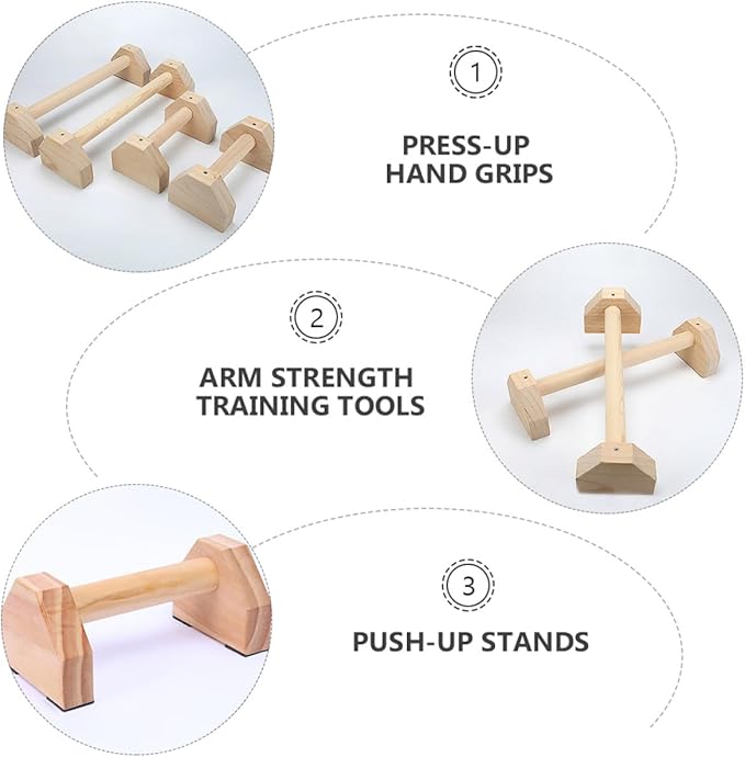 Pine Wood Push-up Holders 30cm Pair Home Fitness Equipment Strength Training Push-up Bars for Upper Body Workout at Home