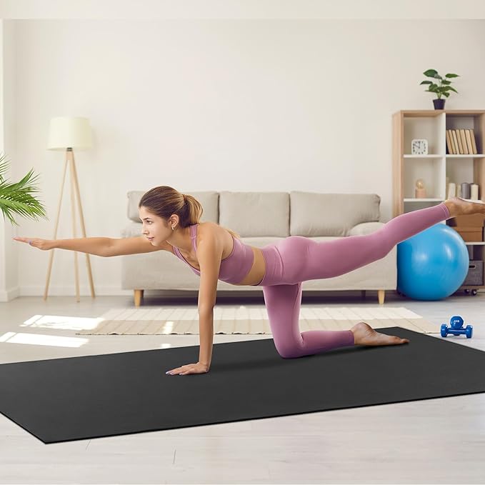 VEVOR Large Exercise Mat, 12'x6'/10'x6'/9'x6'/8'x6'/8'x5'/7'x5'/6'x4' (7mm) Extra Thick, Non Slip High Density Premium Workout Mat, Exercise Yoga Mat for Men & Women, Fitness & Exercise Mat with Bag & Carry Strap, for All Types of Home Yoga, Pilate & F...