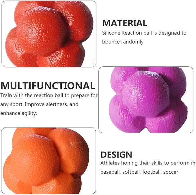 BESPORTBLE 3Pcs Agile Training Ball High Elasticity Hexagonal Reaction Balls for Indoor Fitness Hand Eye Coordination and Speed Training Design
