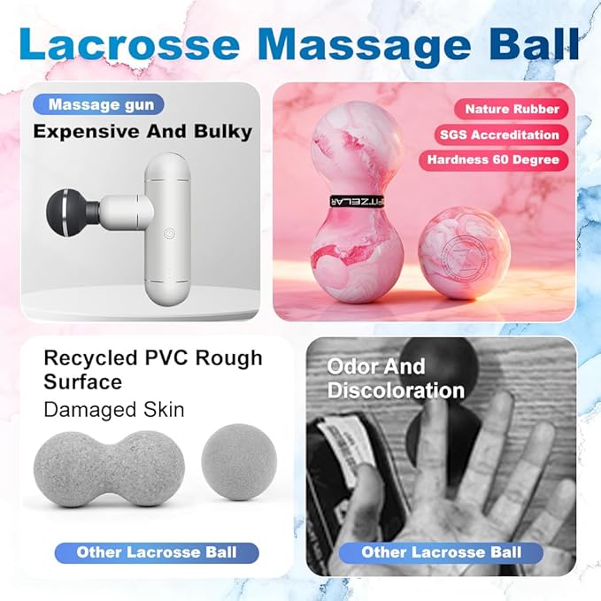 Massage Lacrosse Balls for Myofascial Release, SGS Certification, Massage Deep Tissue for Back and Shoulder, Trigger Point Therapy, Muscle Knots, Relieving Muscle Pain