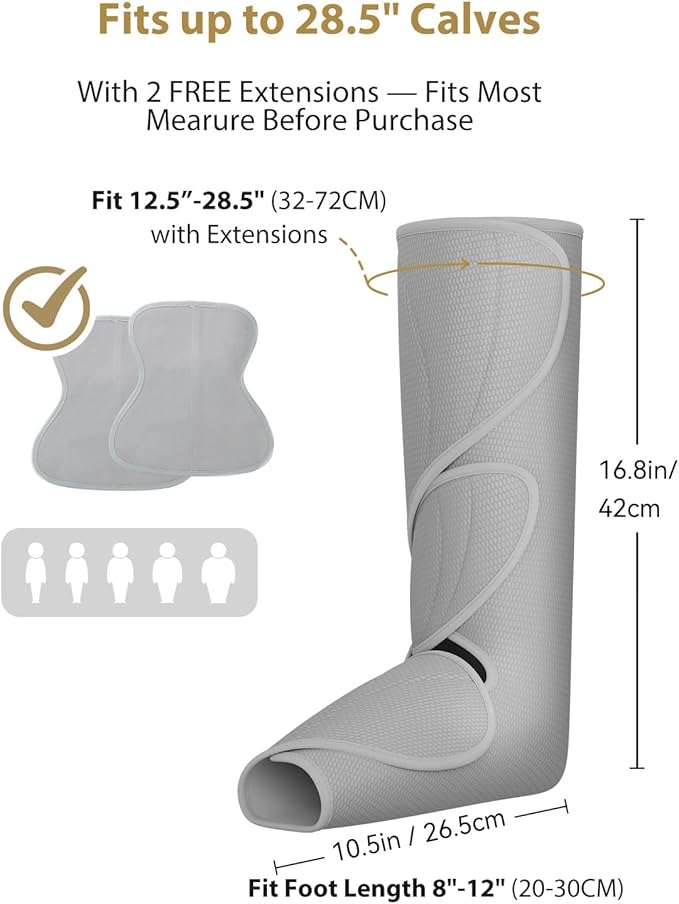 FIT KING Air Compression Leg Massager, Pneumatic Compression Boots for Circulation & Pain Relief, Swelling, Edema, RLS - Foot and Calf Massager Gift for Mom Wife