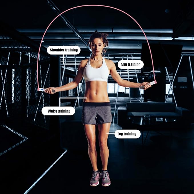 Jump Rope, Digital Weighted Handle Workout Jumping Rope with Calorie Counter for Training Fitness, Adjustable Exercise Speed Skipping Rope for Men, Women, Kids, Girls