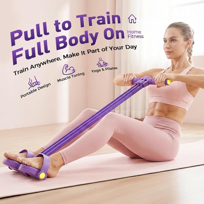 Pedal Resistance Bands with Handles, 2026 New Multifunction Tension Rope for Yoga Pilates, Portable Fitness Resistance Bands for Travel, Adjustable Tension Training Bands for Beginners