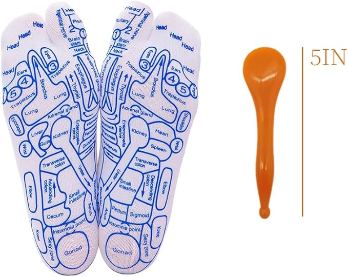 Broman Reflexology Socks with Acupressure Pen with Gua Sha End, Foot Pain Relief Remedy,Women's Size