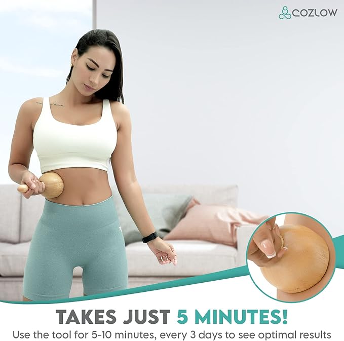 COZLOW Wood Therapy Massage Cup - Maderoterapia Massager for Body Sculpting, Fascia Release & Lymphatic Drainage - Wooden Cupping Massage Tool - Maderotherapy Helps Reduce Cellulite Appearance