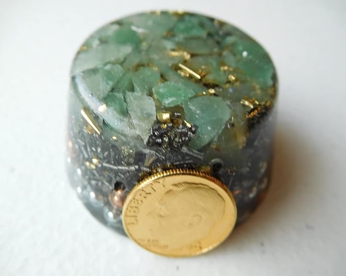 Rise Perspective Aventurine Green Orgone Generator Energy Accumulator 528Hz/7.83Hz/Advance Harmonics Many Beautiful Ingredients and Colors! (Aventurine Green)