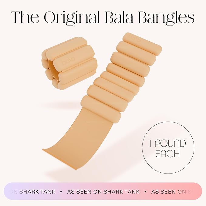 Bala Bangles Wrist & Ankle Weights for Women & Men - Adjustable Weighted Bands - Soft Silicone Arm & Leg Weights for Pilates, Yoga, Walking, Barre, Home Workout & Strength Training Exercise