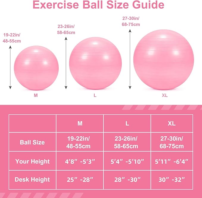 4Pcs Yoga Ball Set includes Large and 9in Pilates Balls, Massage & Spiky Ball for Fitness ,Anti-Burst Exercise Ball with Pumb for Pregnancy,Physical Therapy,Office Chair, Home Workout,3Sizes,3Colors