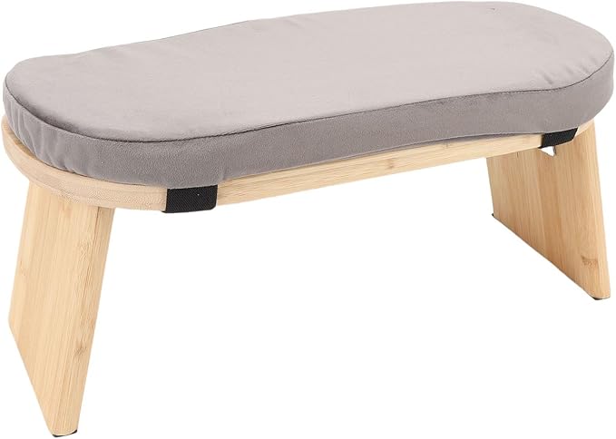 Yinhing Wooden Meditation Bench Ergonomic Detachable Kneeling Stool with Soft Cushion for Practice Includes Convenient Carry Bag Stylish Blue Design for Comfortable Meditation Sessions and (Gray)