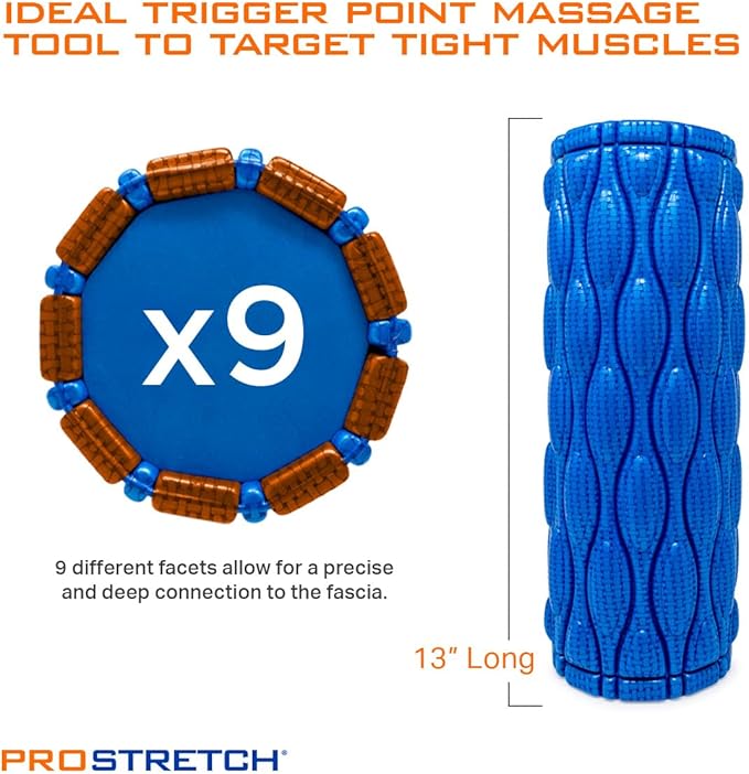 ProStretch Nonagon Textured Foam Roller for Deep Tissue Muscle Massage and Myofascial Trigger Point Release