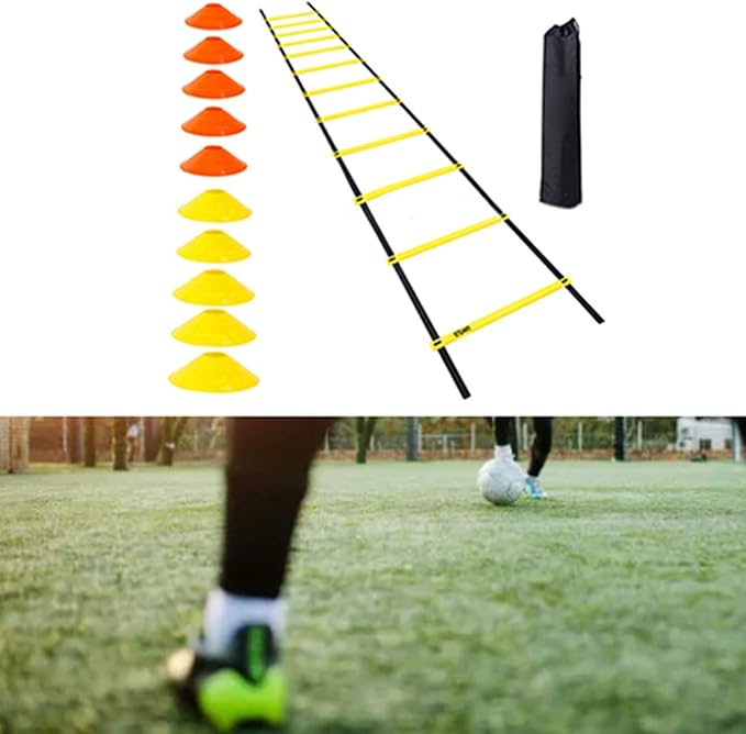 Agility Ladder, 12 Rung 20ft Speed Training Ladder Equipment Set with 10 Discs and Carrying Bag, for Soccer Sports and Agility Training