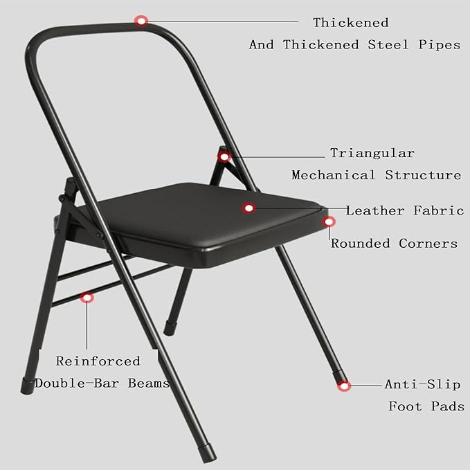 Yoga Chair,Double Beam Pilates Chair,PU Seat Surface Comfortable and Soft,for Home Office Dining Indoor Outdoor