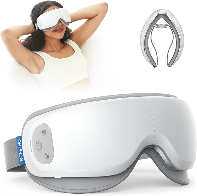 RENPHO Ultra-Quiet Eye Massager with Heat, Lightweight Heated Eye Mask for Migraines, Face Massager for Dry Eyes Relax Reduce Strain Improve Sleep Eyeris Zen