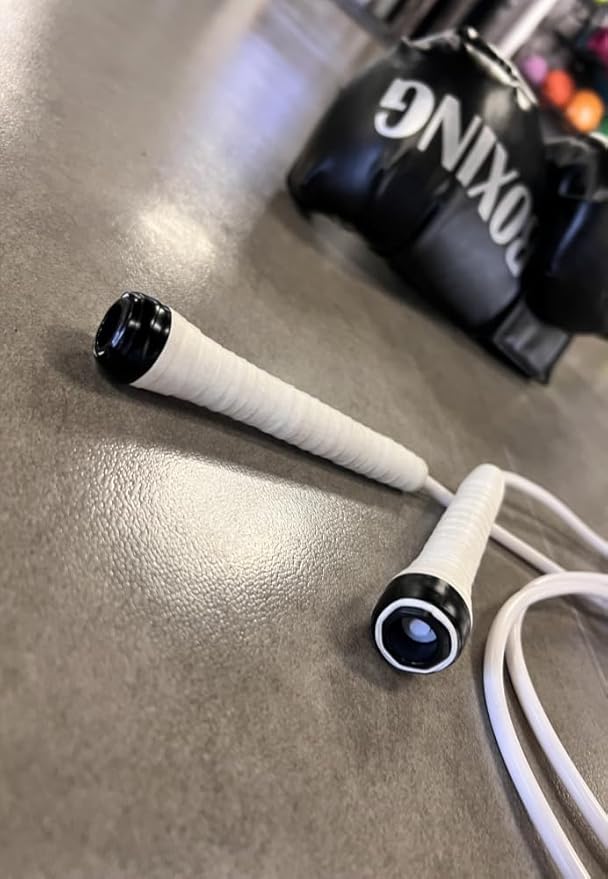 Boxing Jump Rope - Tangle-Free, 16% Heavier than Regular PVC Ropes, Adjustable Length, Hand-Wrapped Anti-Slip Grip Band Included - Ideal Skipping Rope for Boxing Training