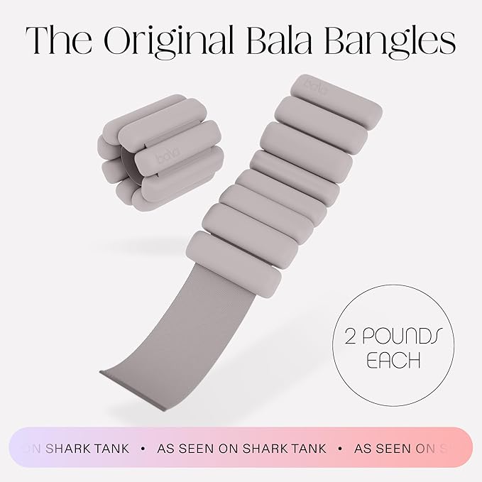 Bala Bangles Wrist & Ankle Weights for Women & Men - Adjustable Weighted Bands - Soft Silicone Arm & Leg Weights for Pilates, Yoga, Walking, Barre, Home Workout & Strength Training Exercise