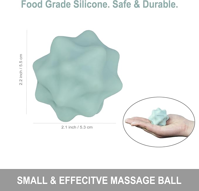 Small Spiky Massage Ball Trigger Point Massage Tool. Solid Bumpy Massager Balls for Deep Tissue Myofascial Release Hand Foot Plantar Fasciitis Pain Relief Knots Acupoint Yoga Fitness 2.2×2.1" (Green)